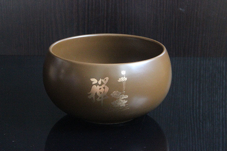 碗单个成人和尚碗陶瓷碗钵佛禅莲花钵盂居士素食米饭碗佛碗楠木勺僧人