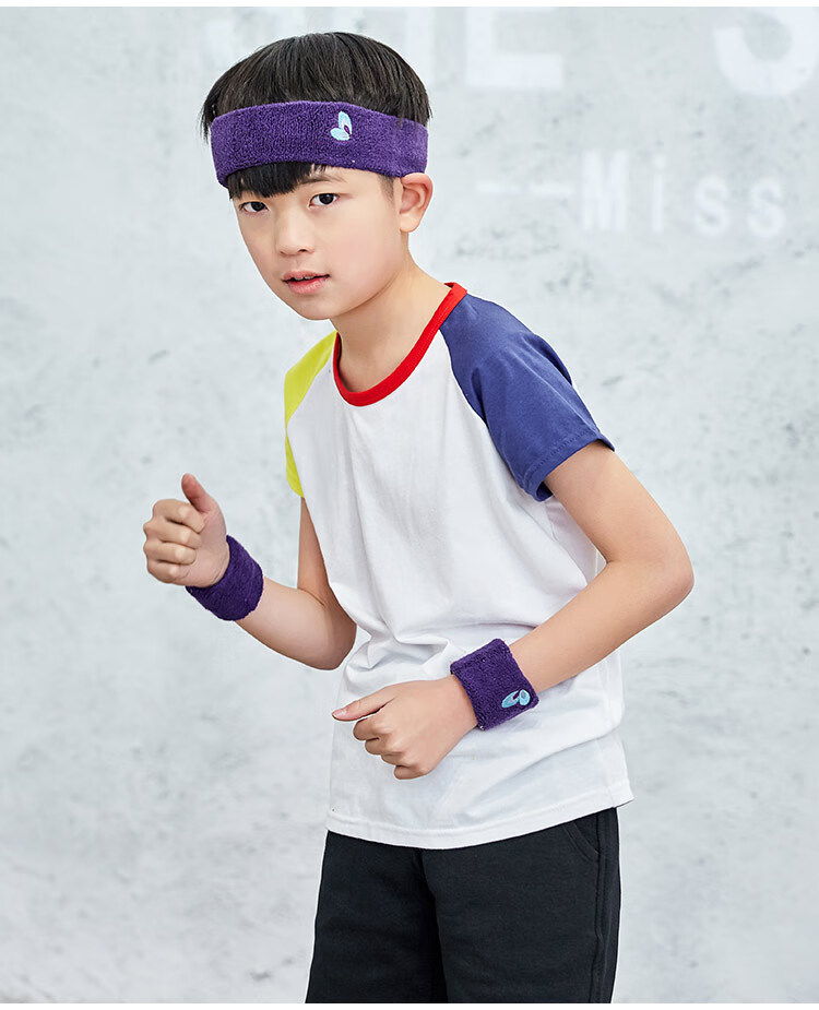 运动手腕头套头带头巾表演发带护腕男童女童儿童小孩学生套装篮球 桃