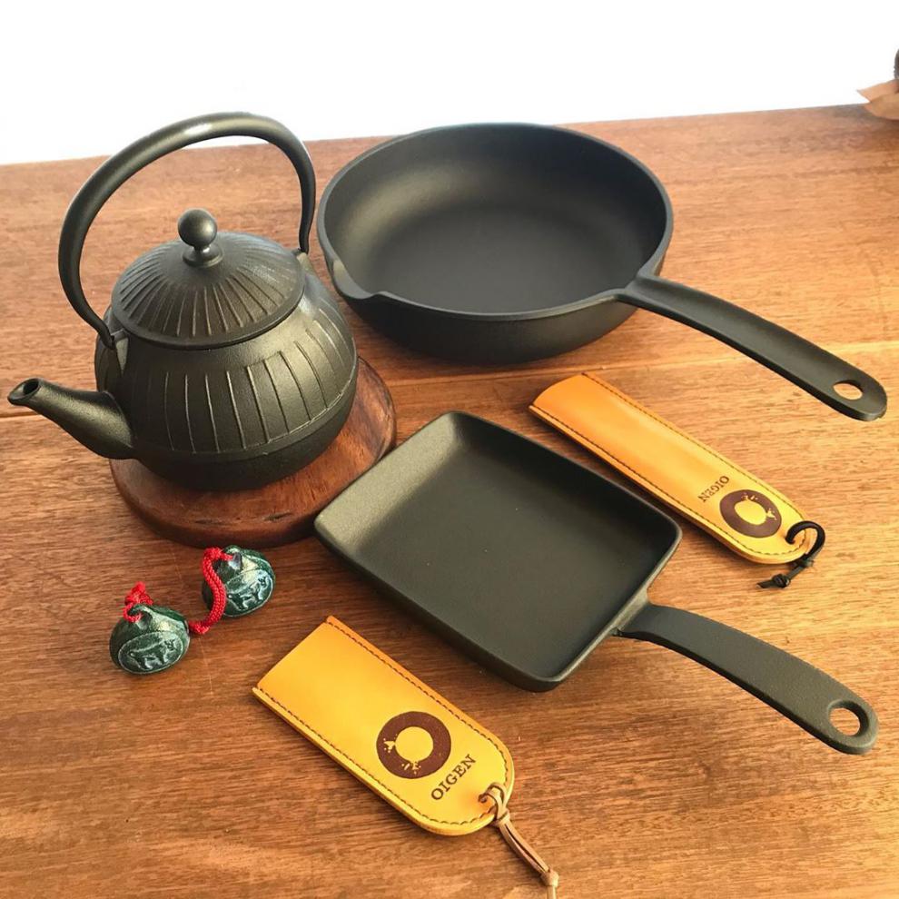 锅日本铸铁平底锅oigen及源南部铁器铸铁锅牛排锅煎蛋锅盛荣堂 20cm
