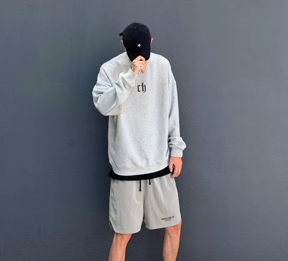 ch卫衣基础款字母印花圆领套头卫衣秋季男同款chinism 卡其色 2xl