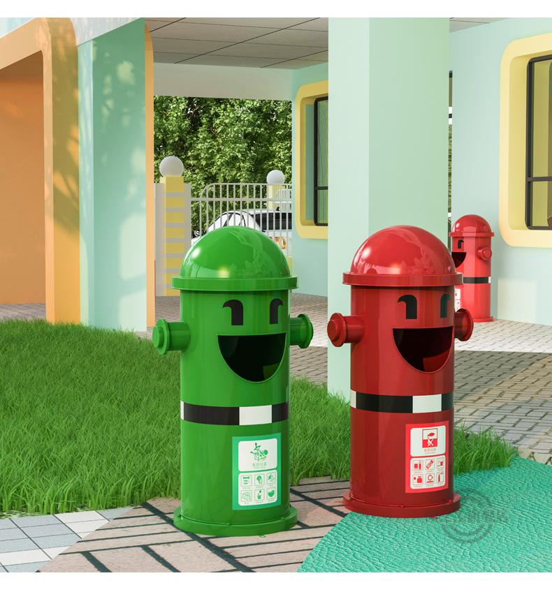 幼儿园卡通垃圾桶大号户外消防栓造型创意分类公园果皮箱带盖商用绿色