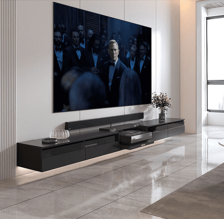 隐藏式投影仪影视柜定制海信75/80/88寸峰米激光电视柜隐藏式悬浮电