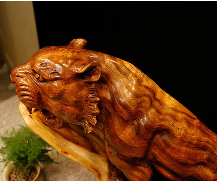 枫岚情 木雕老虎摆件金丝楠木根雕生肖工艺品大型摆设办公室客厅装饰