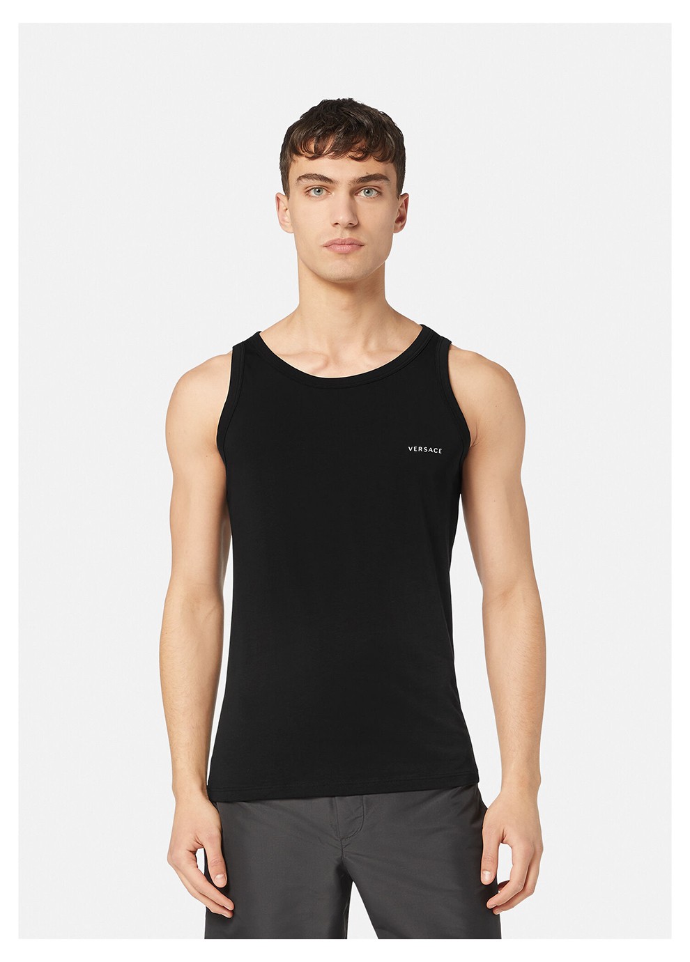 versace 范思哲 男士棉质无袖t恤徽标背心黑白2件装 黑色/白色 3/s