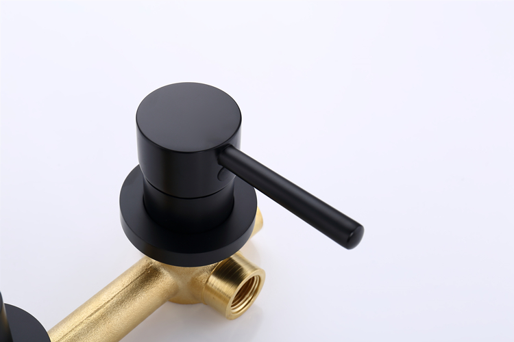 北欧入墙式台盆水龙头冷热暗装墙排出水黑色面盆龙头浴室龙头 黑色