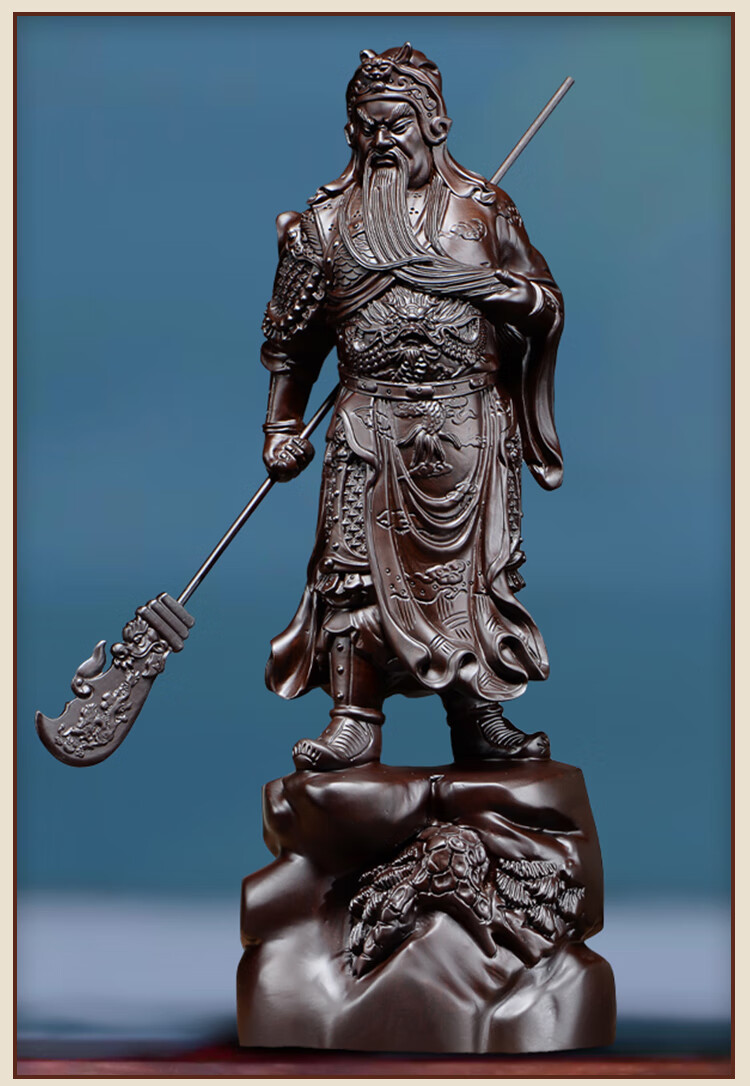 关公木雕 红木木雕关公像摆件红木横刀关公大号实木质雕刻武财神爷像
