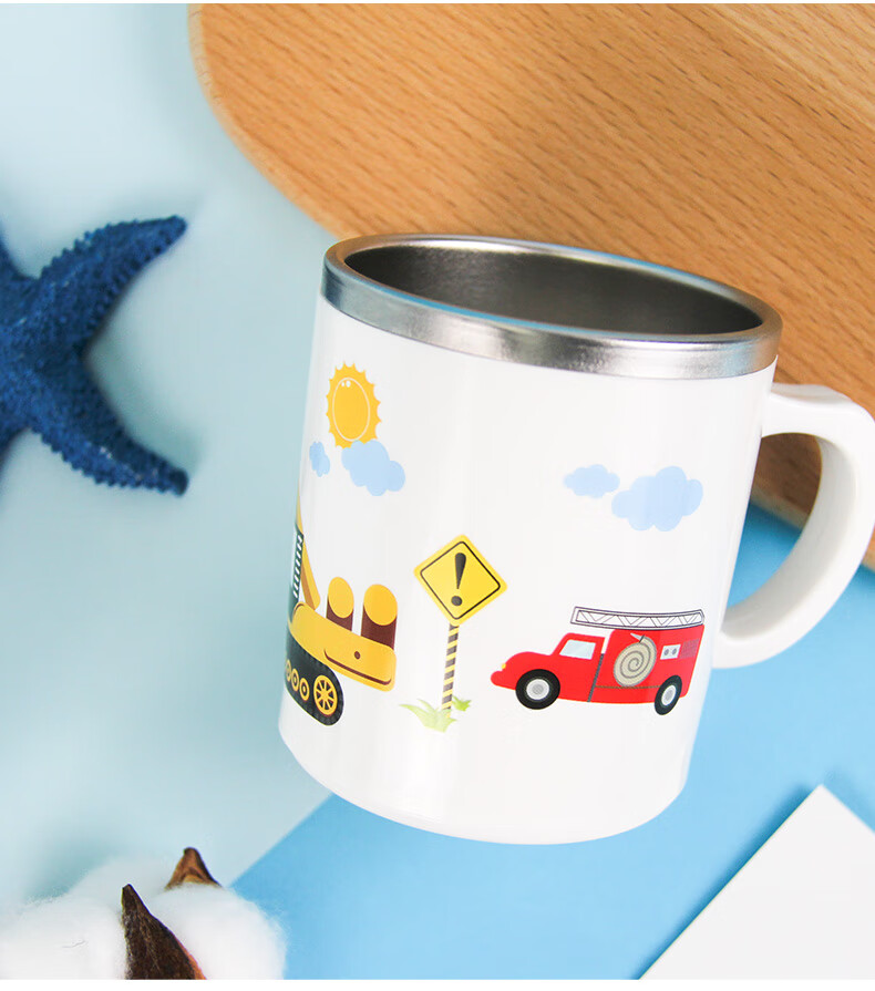 宝宝敞口杯带刻度联扣韩国儿童水杯杯子带刻度喝水杯幼儿园宝宝家用