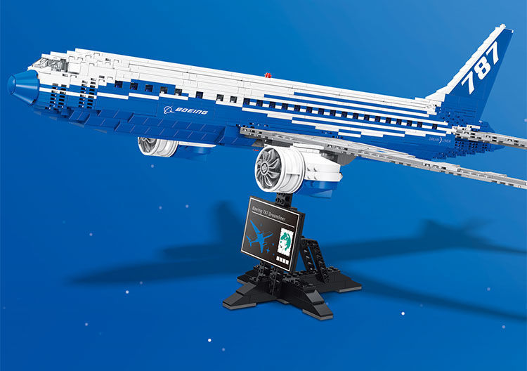 时·秒·杀】航空系列波音787梦想客机飞机机场航站楼拼装积木10777