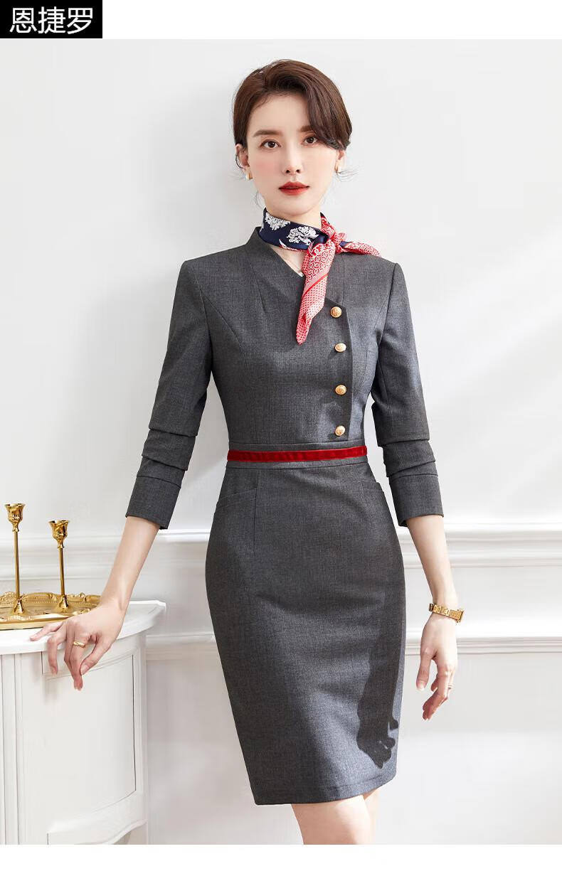 碧桂园万科售楼部案场客服工作服工装秋冬款职业套装职业装长袖女灰色