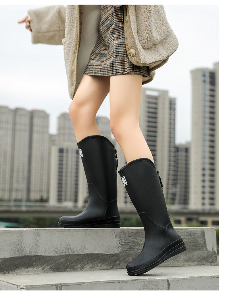焗潭新款韩系保暖雨鞋女时尚外穿防水成人高筒不过膝女士防滑水鞋雨靴