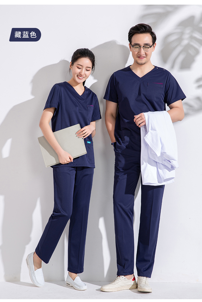 格尔洗手衣工作服弹力刷手服口腔诊所定制款超弹墨黑男女同款s
