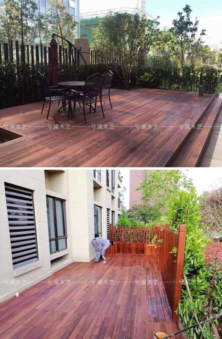 菠萝格户外腐木地板实木板材阳台庭院木栈道室外墙板木方龙骨厚2厘米