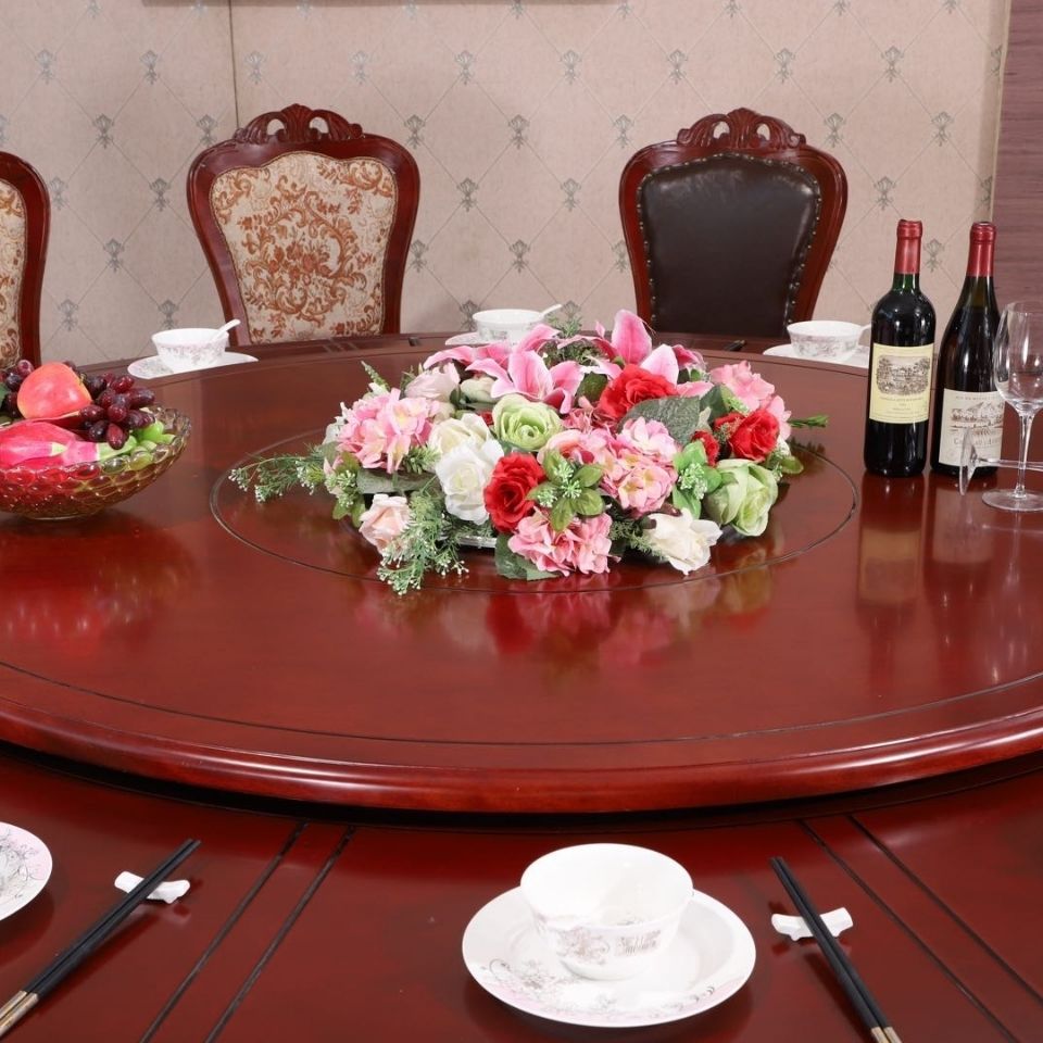 酒店电动大圆桌饭店自动圆台10人20人宴会火锅桌椅组合旋转盘餐桌 1.