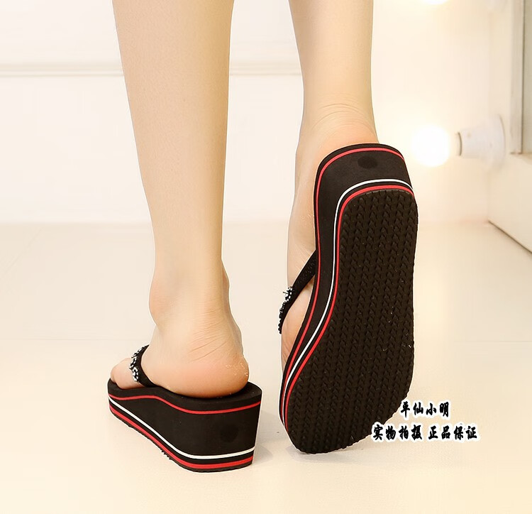 bitis越南鞋平仙鞋女人字中跟坡跟拖鞋沙滩拖鞋防滑加胶底品质定制款