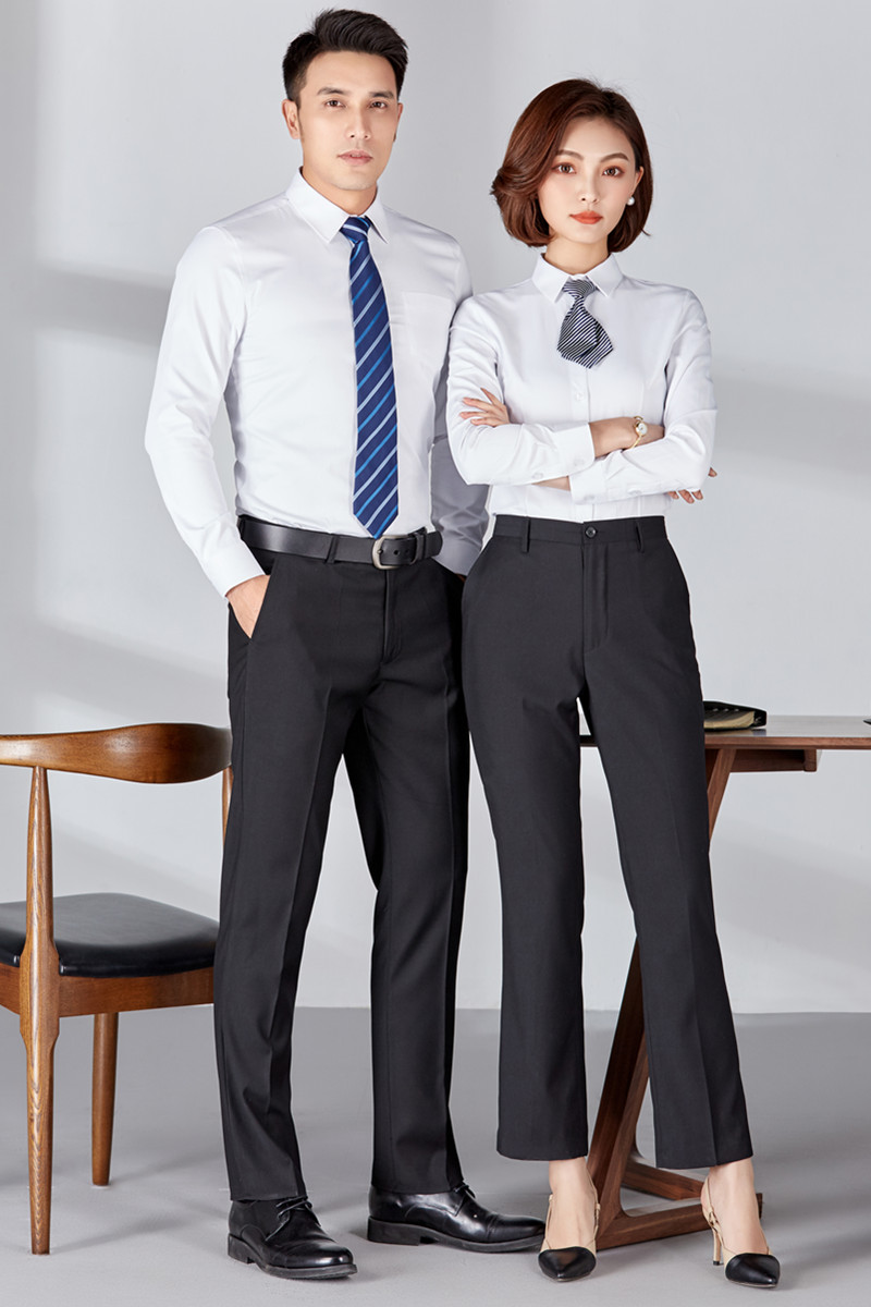(中行行服)中行工作服男新中国-银行工装长短袖浅蓝色职业衬衫寸村杉