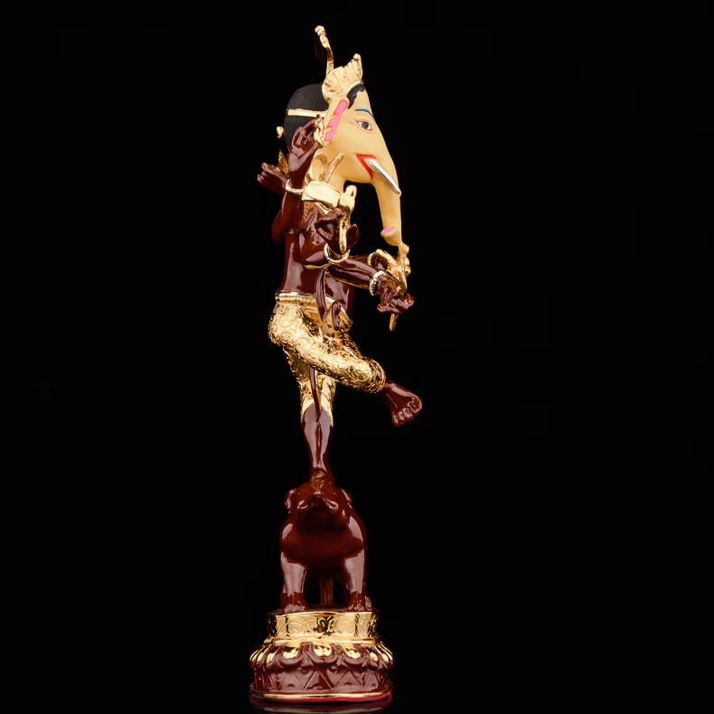 台湾盛凡红财神佛像密宗象鼻财神象头神金刚杵黄铜鎏金藏传佛教 sm23