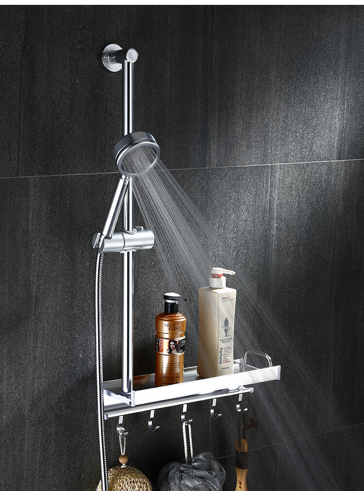 免打孔太空铝支架花洒升降杆淋浴花洒升降架花洒座可调节花洒套装 a款