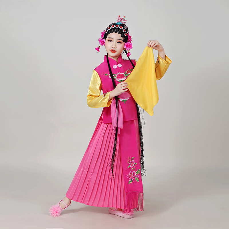 戏曲服装新款京剧戏装卖水小红娘表演服花旦丫鬟卖水服 全套衣服 头饰
