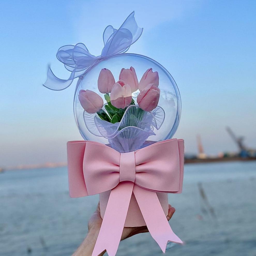 极固 郁金香抱抱桶波波球花束diy材料包生日礼物闺蜜七夕情人节 包含