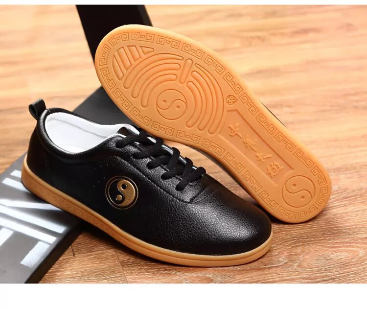 浮华烟雨 武术鞋太极拳鞋武乐男女皮牛筋底软皮练功鞋春秋武术表演