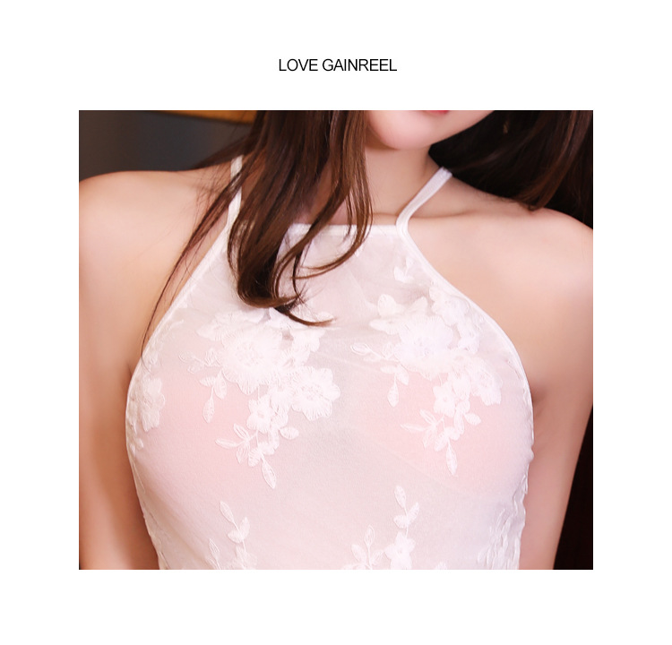 性感优雅吊带裙高雅暗纹透视镂空花边情趣短裙女士性感家居服睡衣情趣