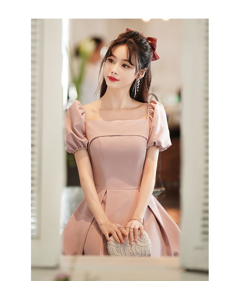 伴娘服女短款粉色小晚礼服短款伴娘服平时可穿小个子夏季日常订婚