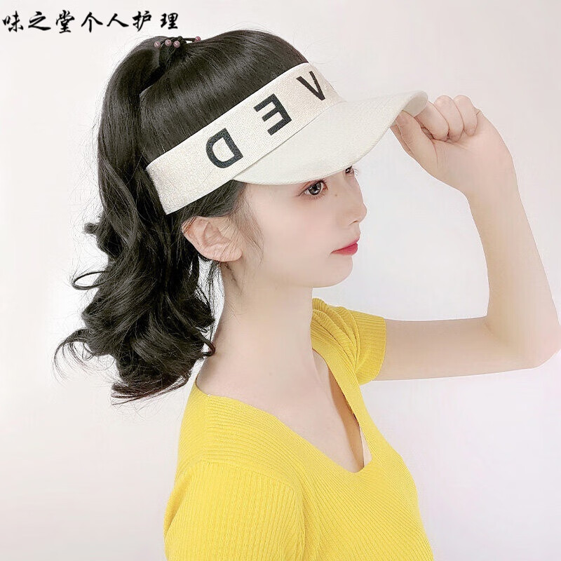 【精选好物】假发帽子女秋夏天棒球遮阳帽马尾一体套运动太阳时尚鸭舌