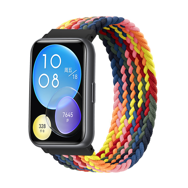 简苏适用华为watch fit2智能表带 弹力尼龙编织替换带透气运动创意