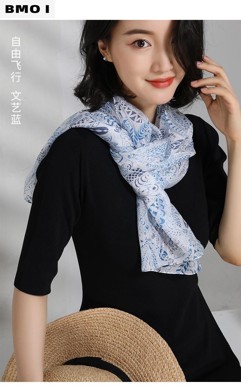 夏天重磅白色真丝丝巾女夏季薄款防晒桑蚕丝围巾窄纱巾围脖小长条夏天