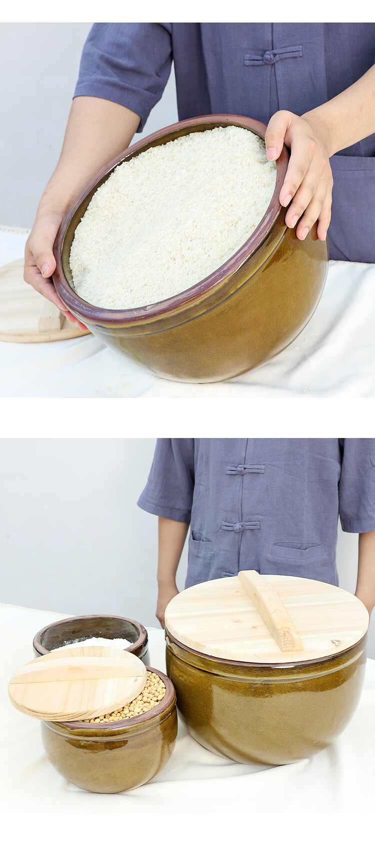 腌菜缸咸菜缸腌菜坛子家用小酱缸腌菜咸菜缸老式陶瓷带盖土陶晒酱豆瓣