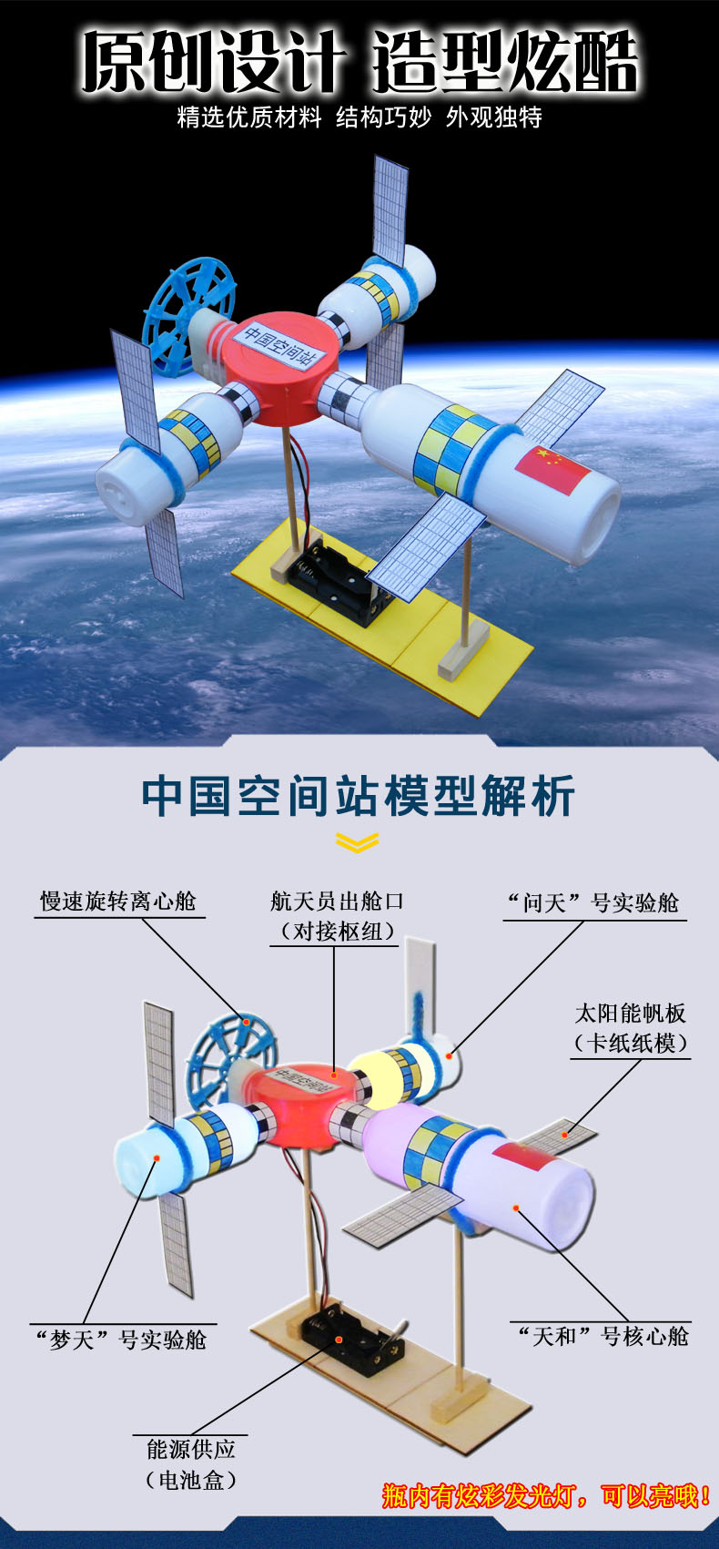 儿童节礼物空间站模型航天航空探测科技小制作发明手工科学实验作业