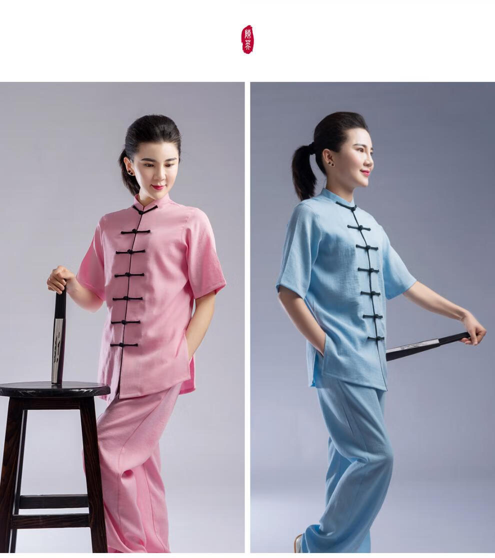 陈英太极服棉麻争风华2022年新夏季太极服男女短袖中国风类薄棉麻武术