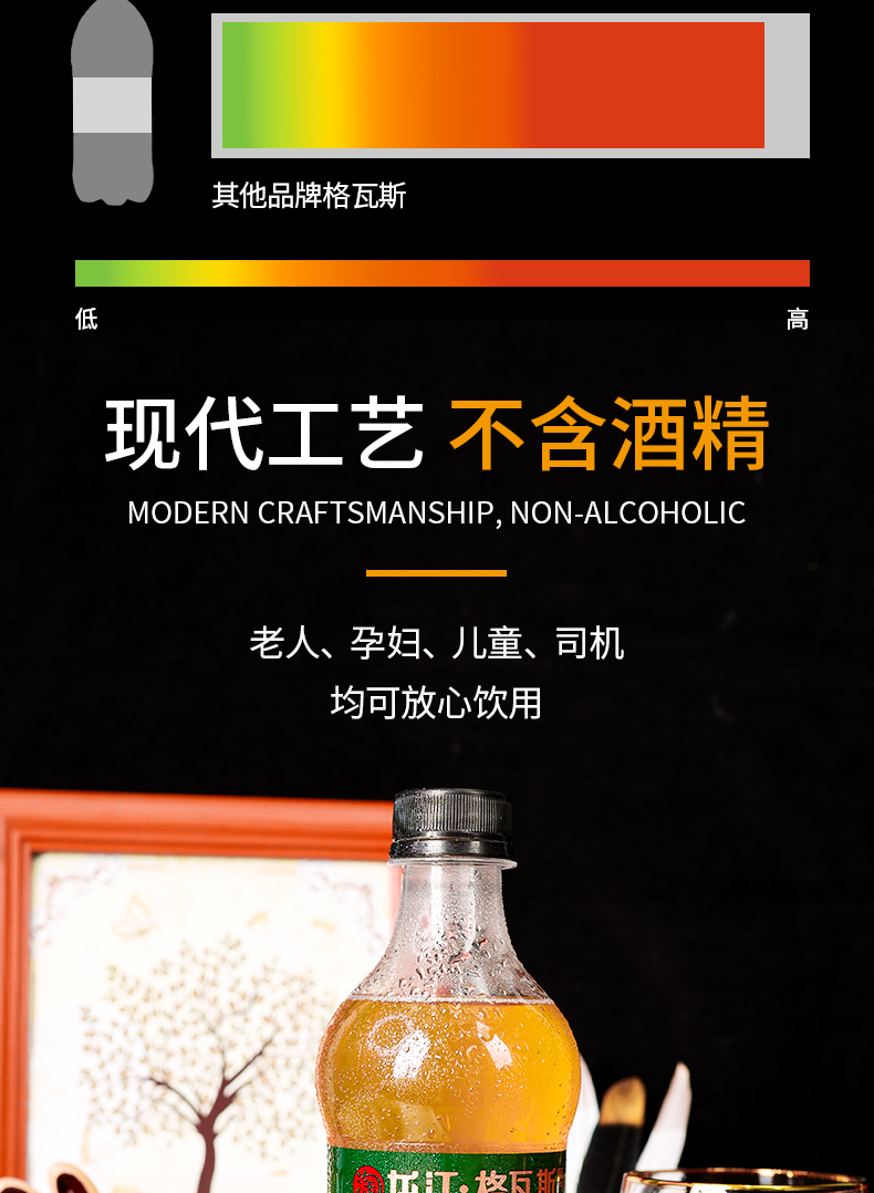 格瓦斯俄罗斯风味6瓶碳酸饮料整箱批汽水 格瓦斯饮料400ml×12瓶