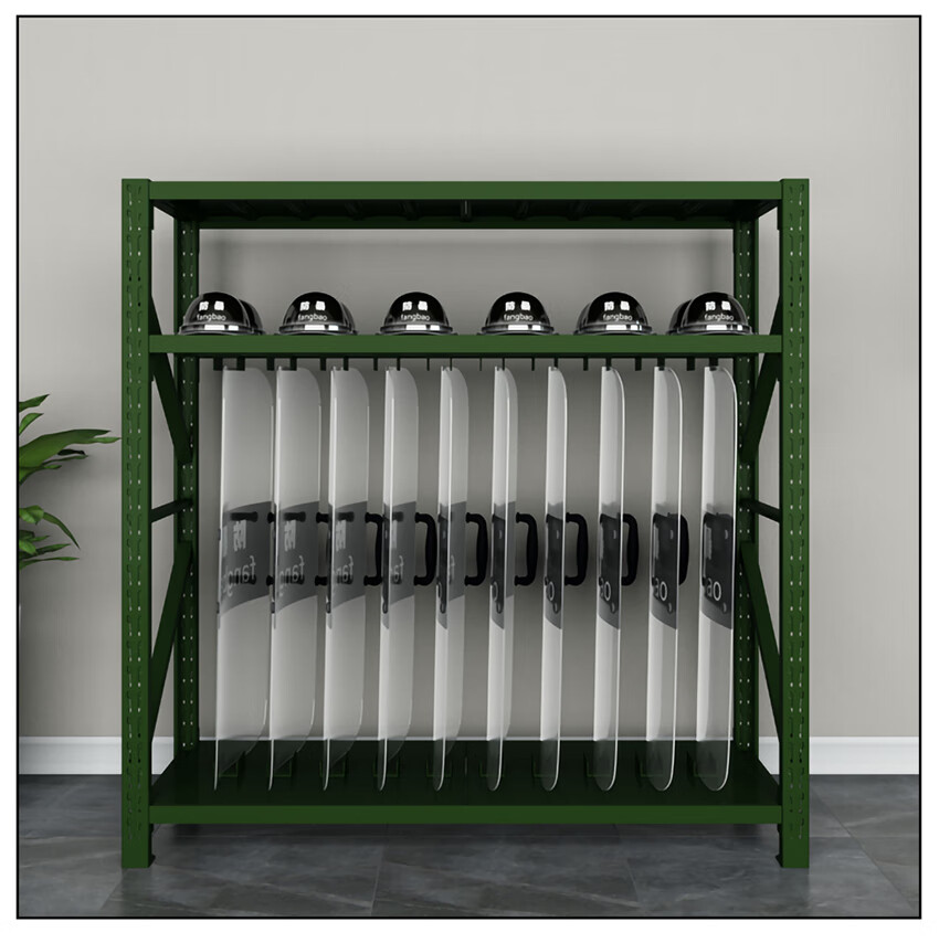 玄希玄希盾牌架安保器材架军绿色装备物资存放货架防汛铁锨锹镐架中型