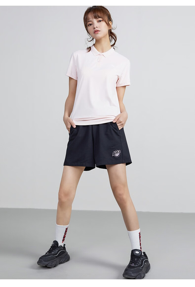 安踏短袖女t恤翻领运动服饰2022年夏季薄款半袖女士宽松速干上衣休闲