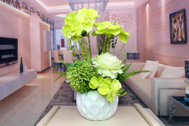 谷朵儿 仿真花蝴蝶兰套装 假花绢花客厅装饰花艺 家居摆放花牡丹摆件