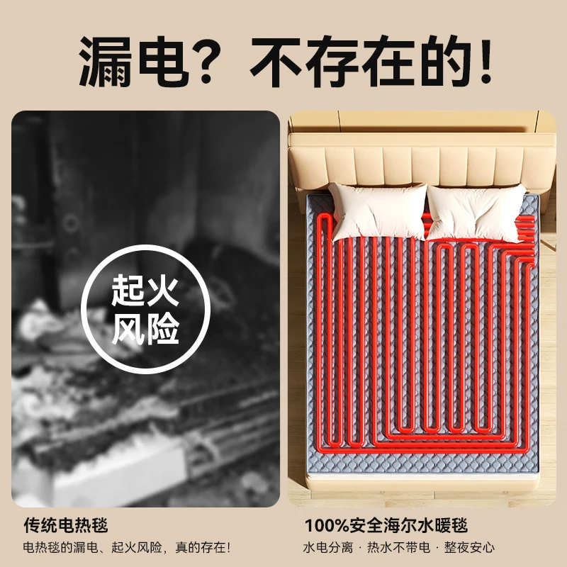 Haier Water Heating Blanket, Double Electric Mattress, Household Heater, Dehumidifying and Mite-removing Water Circulation Mattress, Timed Constant Temperature Electric Blanket [1.8x2.0m Remote Control Version] (Dehumidifying and mite-removing + Super soft sound + No causing internal heat + Quick heating thumbnail 2