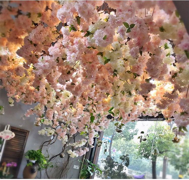 饭店吊饰植物仿真樱花树枝室内客厅空调管道遮挡吊顶网红店装饰墙塑料