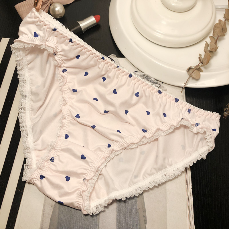 女生内裤日系甜美少女心心粉色可爱内裤 后pp俏皮大蝴蝶结装饰三角裤w