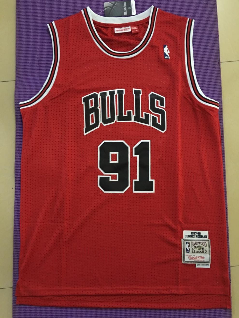 同款/罗德曼球服刺绣公牛队91号rodman大虫97-98赛季复古mn球衣实拍男