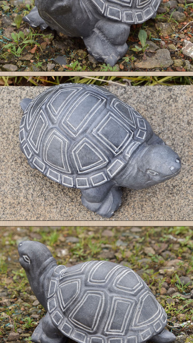 石雕乌龟石龟摆件天然青石雕刻石头乌龟鱼池景观庭院花园装饰长10cm宽