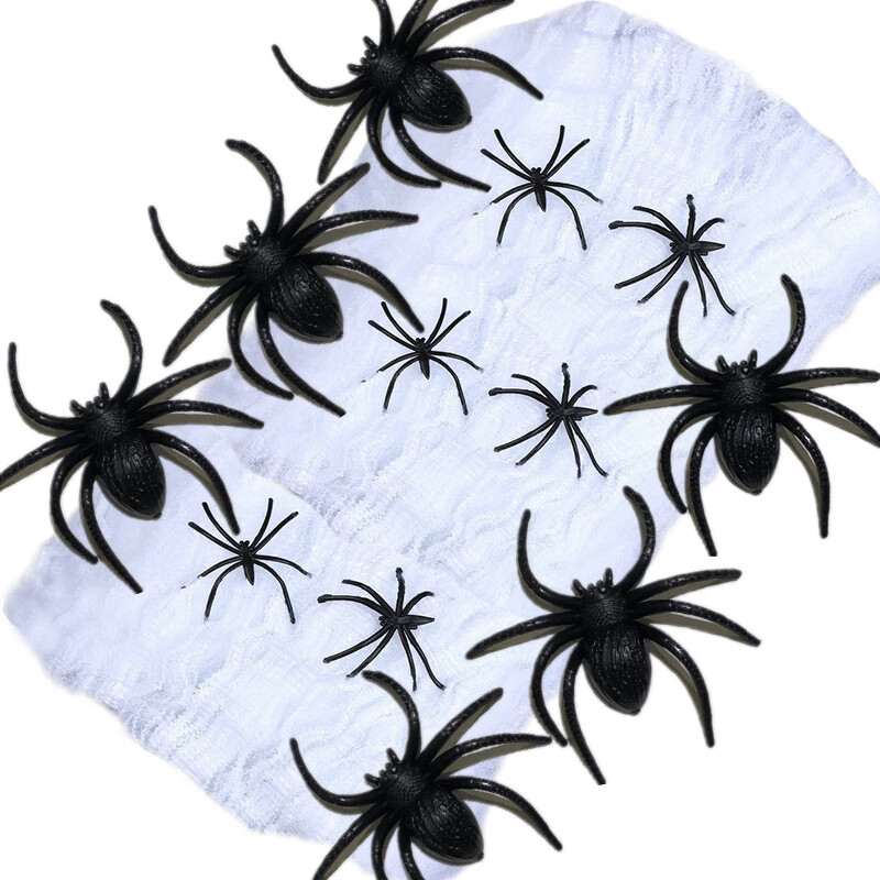 a万圣节装饰仿真黑蜘蛛网蛊玩恐怖场景节日布置道具配饰壁挂式道具