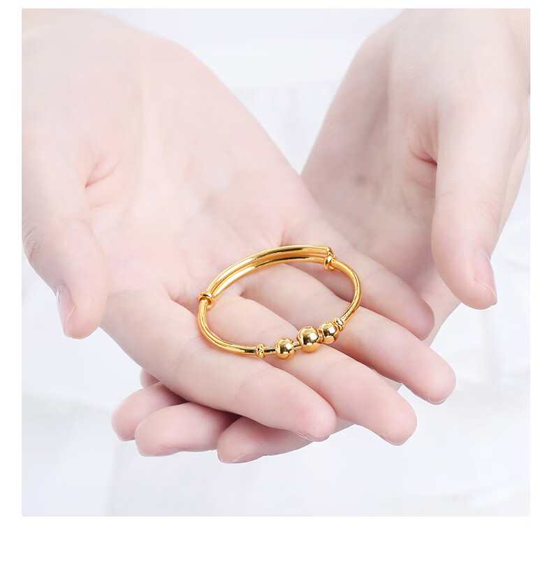 tsl谢瑞麟黄金宝宝手镯足金儿童周岁男女宝宝活口开口金手镯计价yl890