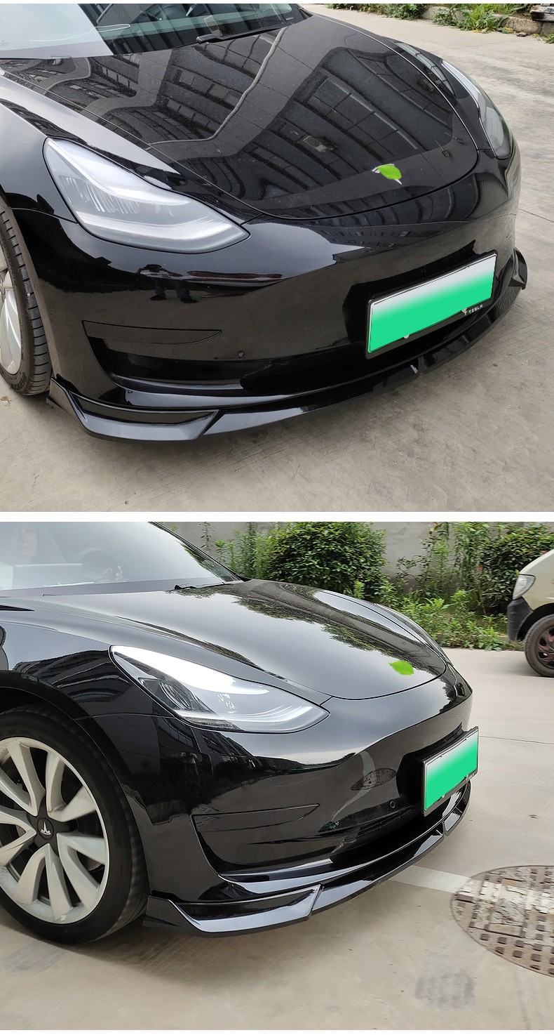 适用于rm特斯拉model3前唇前铲改装专用前杠小包围特斯拉model3前唇亮