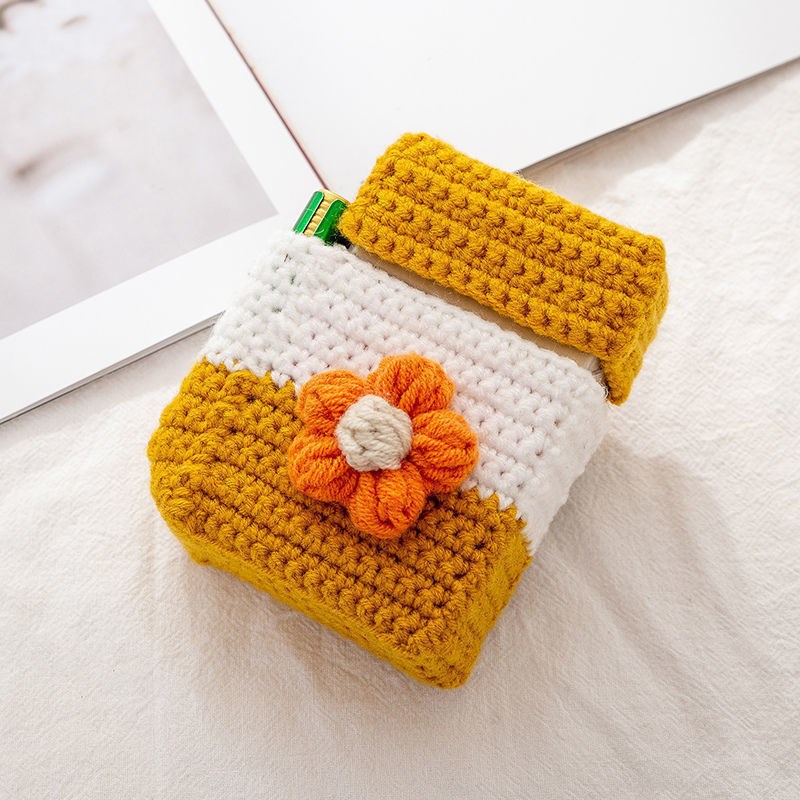 手工编织烟盒 编织毛线可爱小熊成品烟盒套手编材料包硬烟壳针织男友