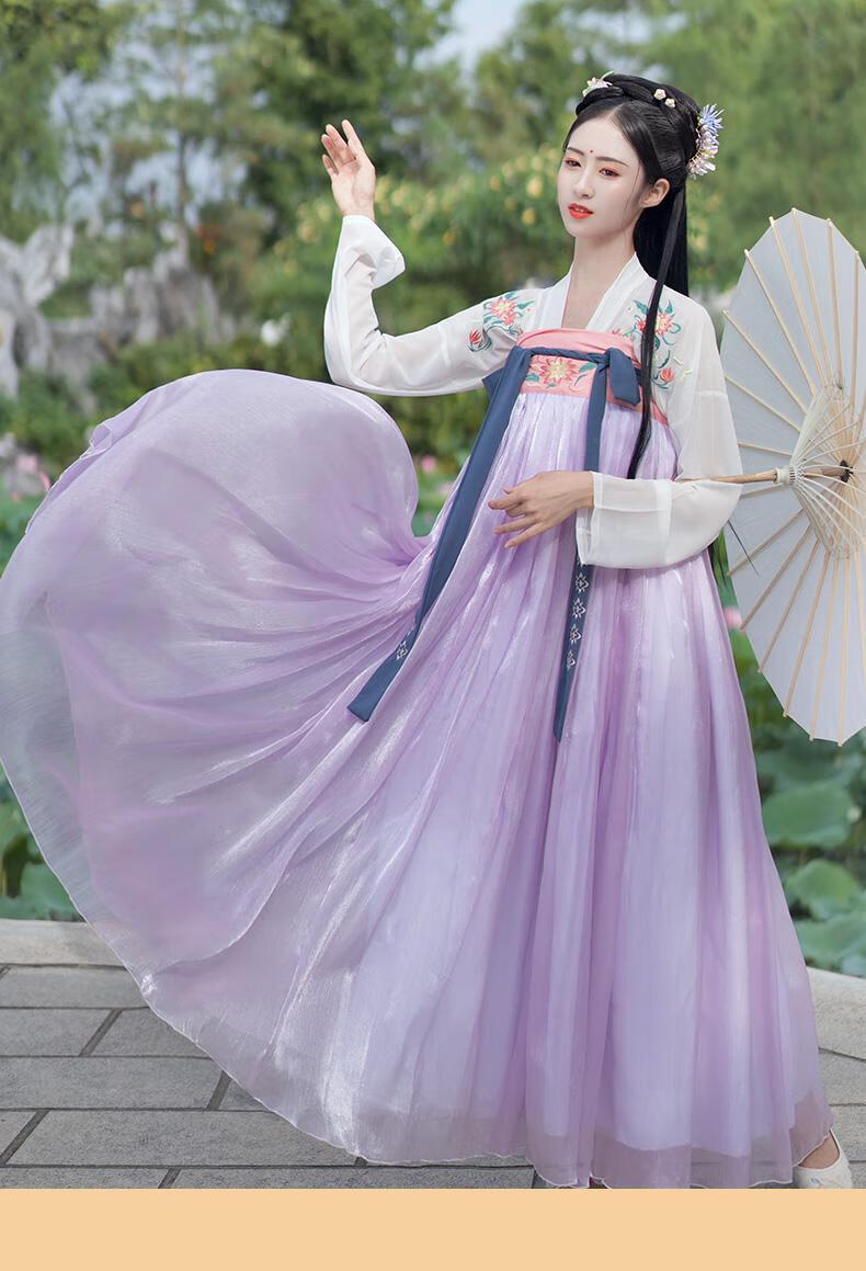 汉服女 中国风古装春夏仙气飘逸古风齐胸襦裙学生白菜全套 白色上襦