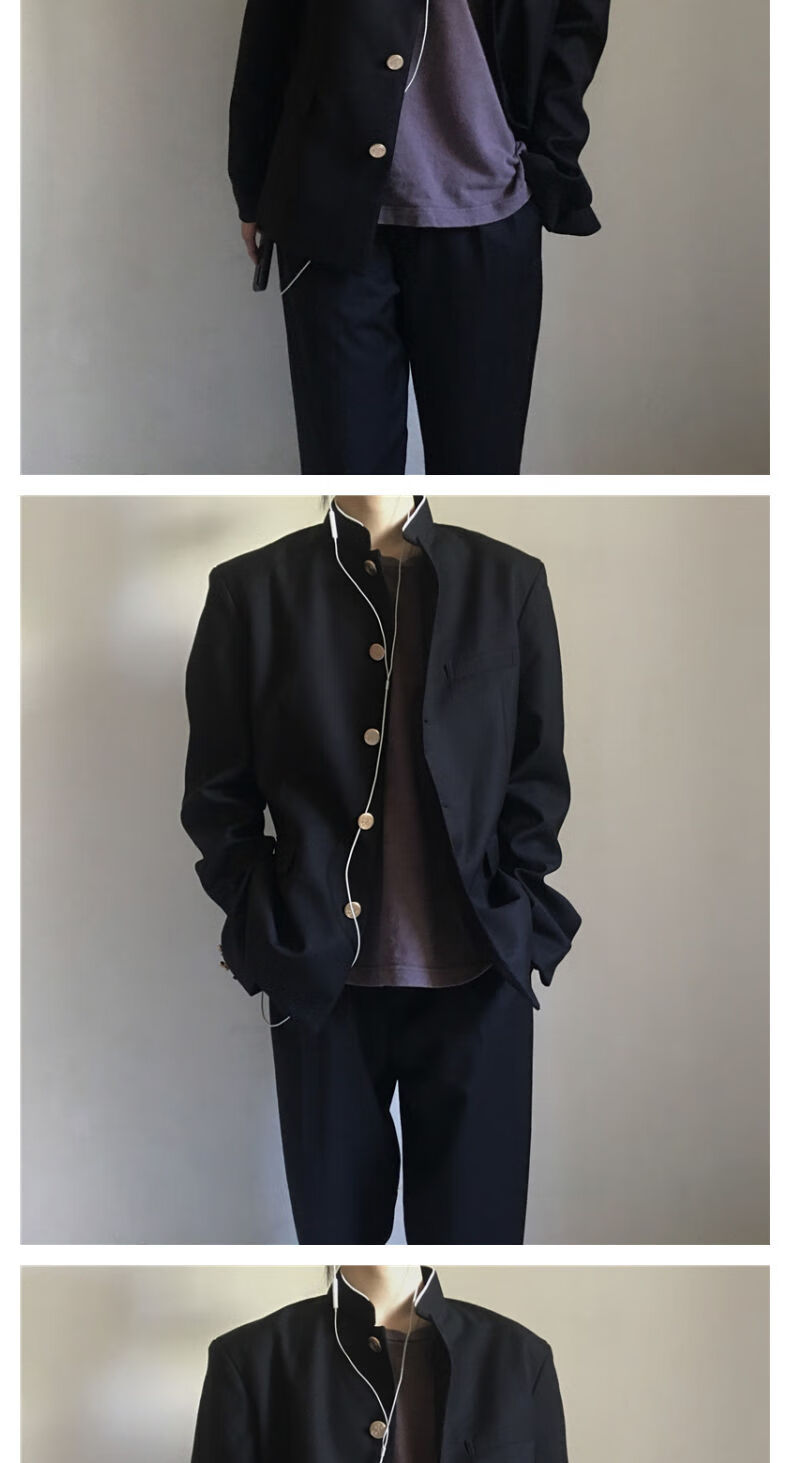 dk制服西装男外套jk情侣套装日系ins学院风西服宽松休闲百搭班服黑色s