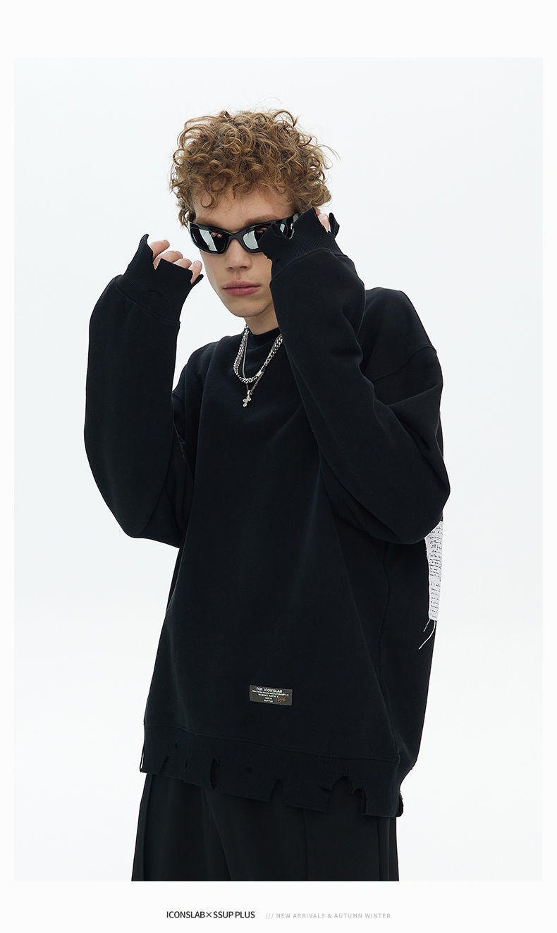 泰佰嘉【秋季新款】iconslab联名ssur plus 人像贴布卫衣男女休闲百搭