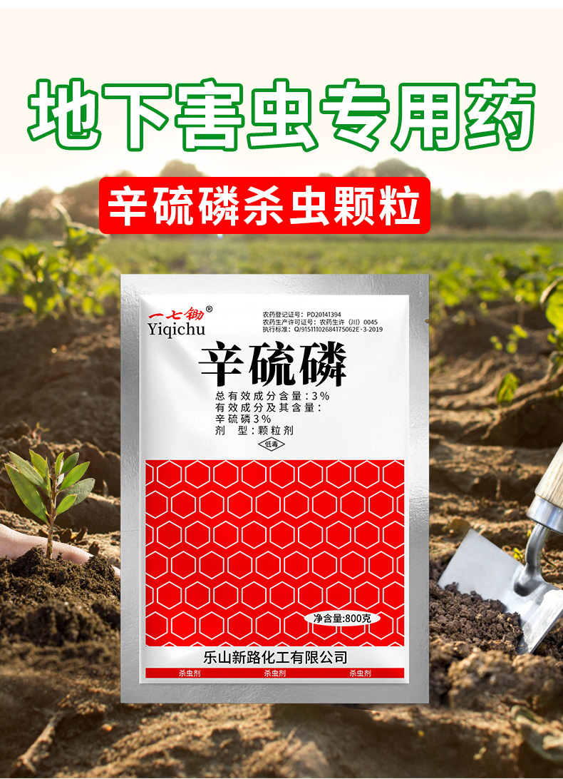 辛硫磷颗粒土壤杀虫剂地下害虫地老虎蛴螬蚂蚁蝼蛄一扫光专用农药 800
