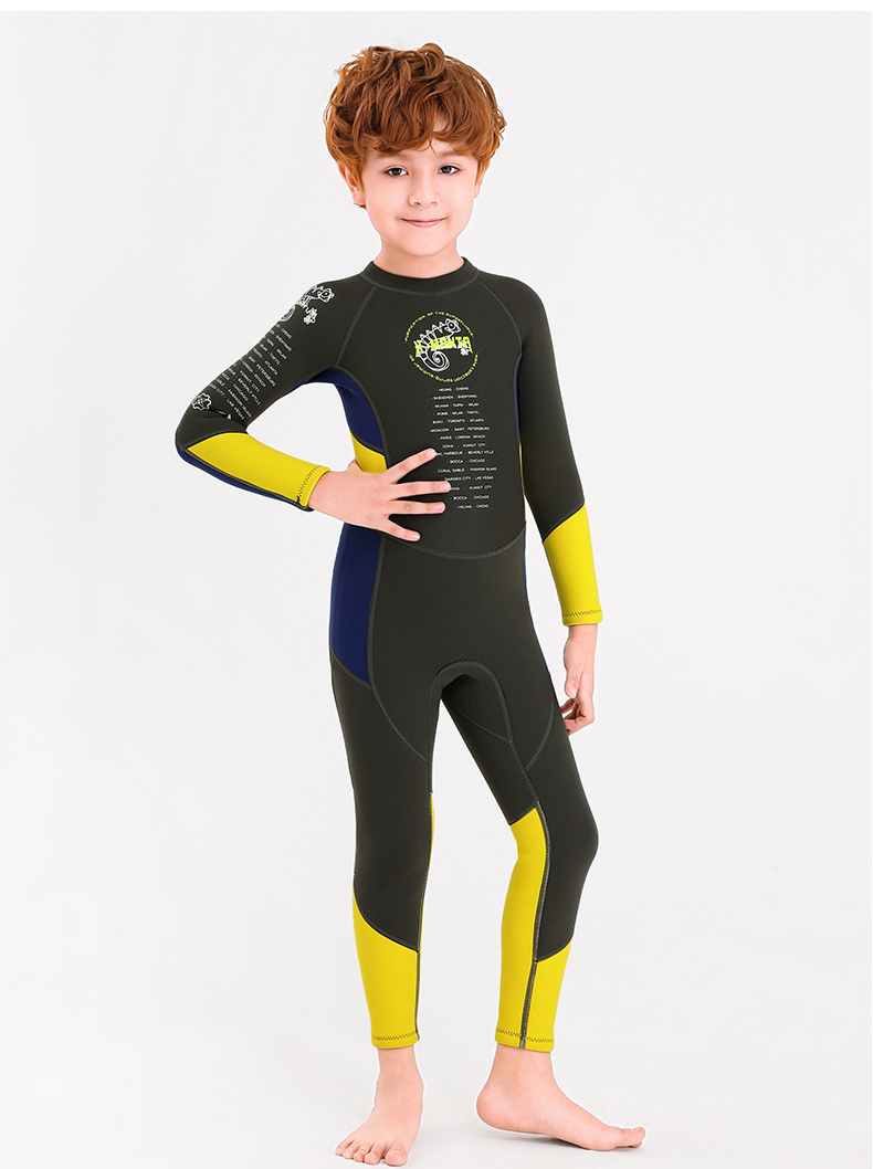2022新款迪士尼儿童潜水服冬天保暖男童加厚防寒防水泳衣连体长袖25